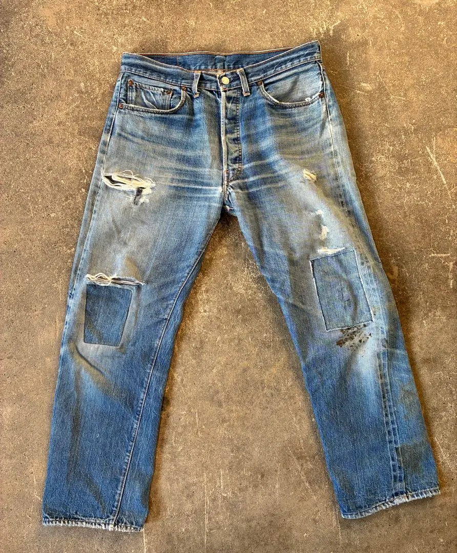 Thumbnail of 60s BIGE 501 Actual size w33 l28 Good condition, repairs. Button back 6