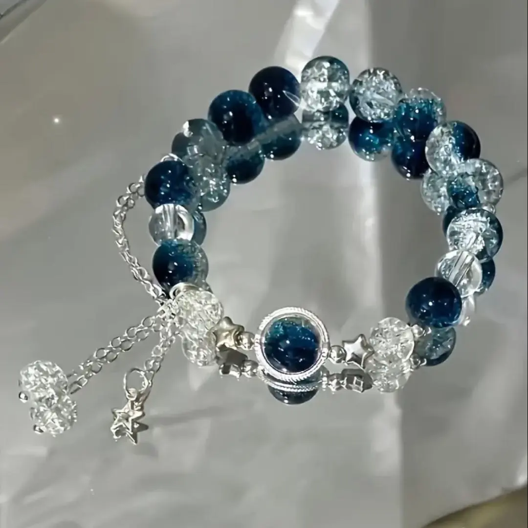 Thumbnail of Blue and transparent bead bracelet