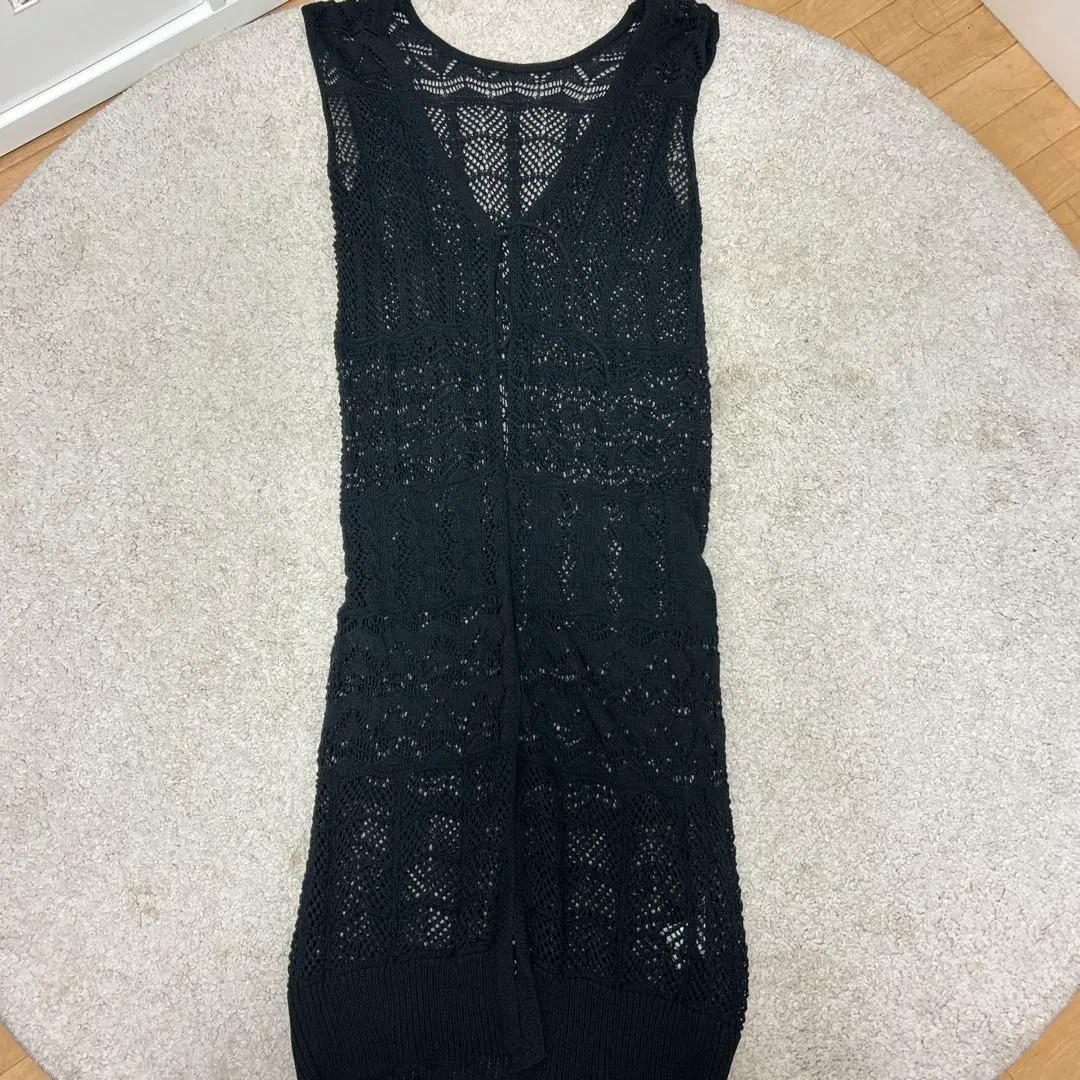 Thumbnail of Lace stitch, crochet, knit vest, black, autumn clothes