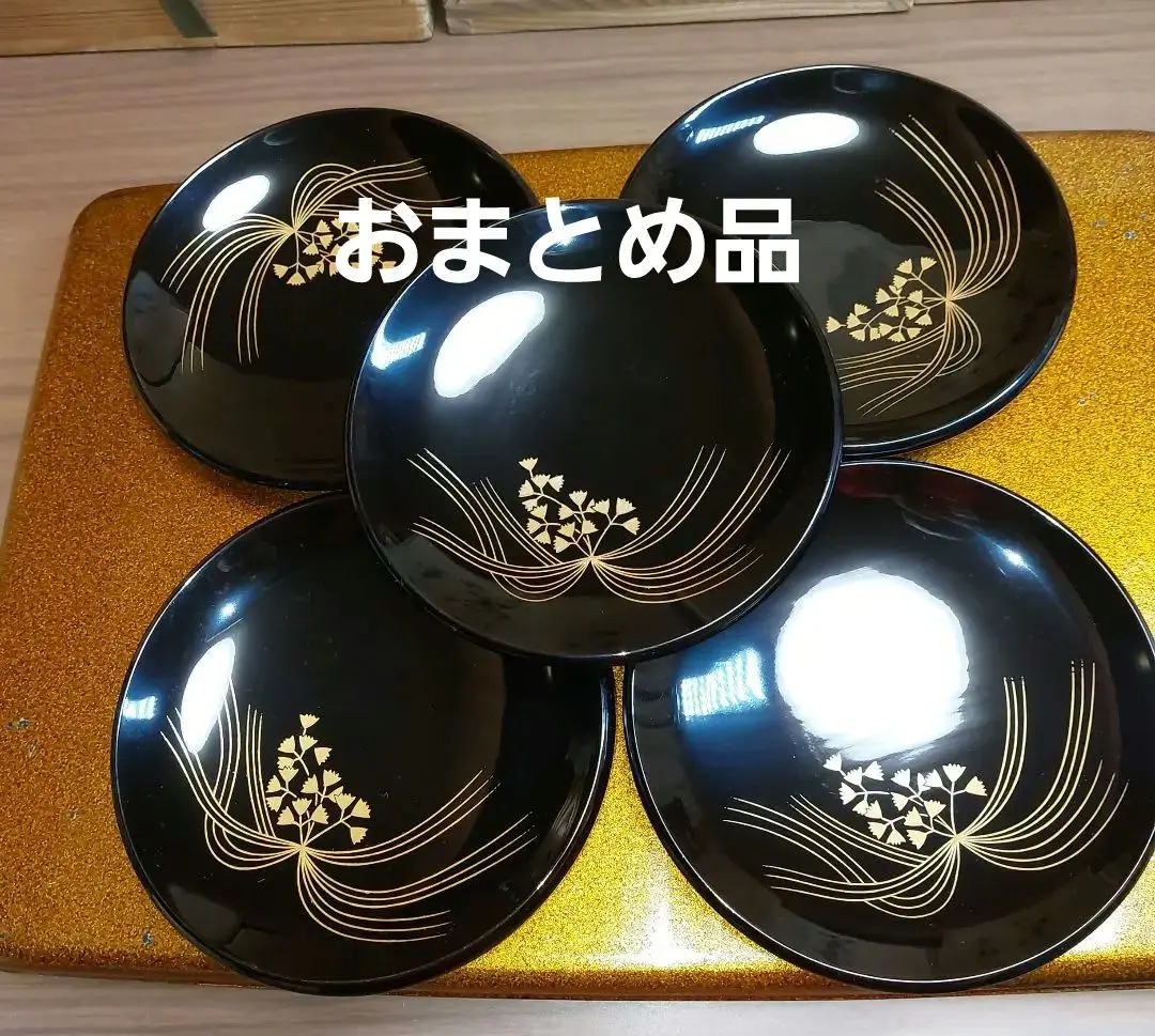 輪島塗 大雅堂  小判型銘々盆5 枚揃 輪島塗 大雅堂 小判型銘々盆5 枚揃 - 工芸品