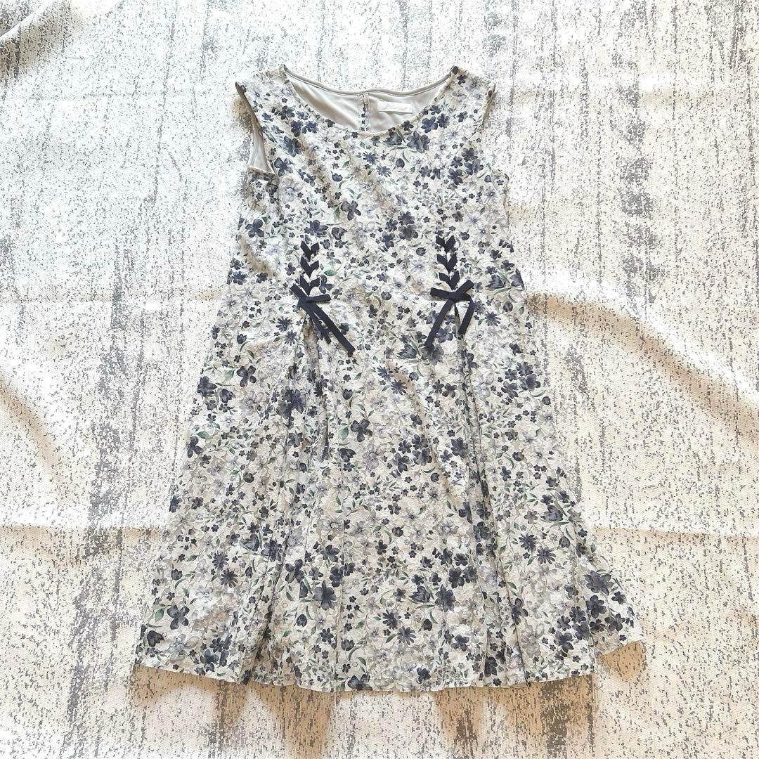 Thumbnail of s2483 Feroux Sleeveless Floral Print Dress, Knee-Length, Summer, Flare Skirt