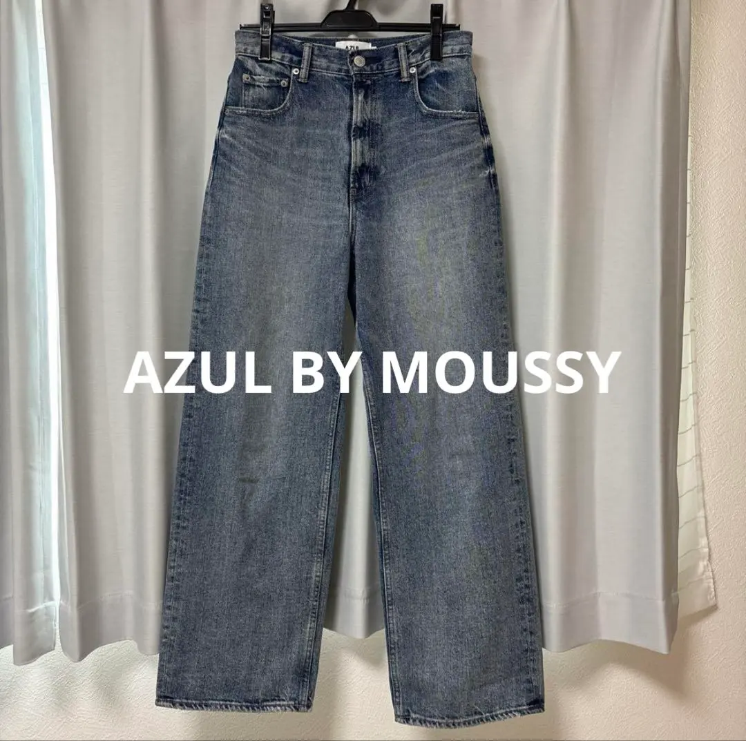 Thumbnail of Excellent condition AZUL DENIM high-waisted wide denim, size L, light blue