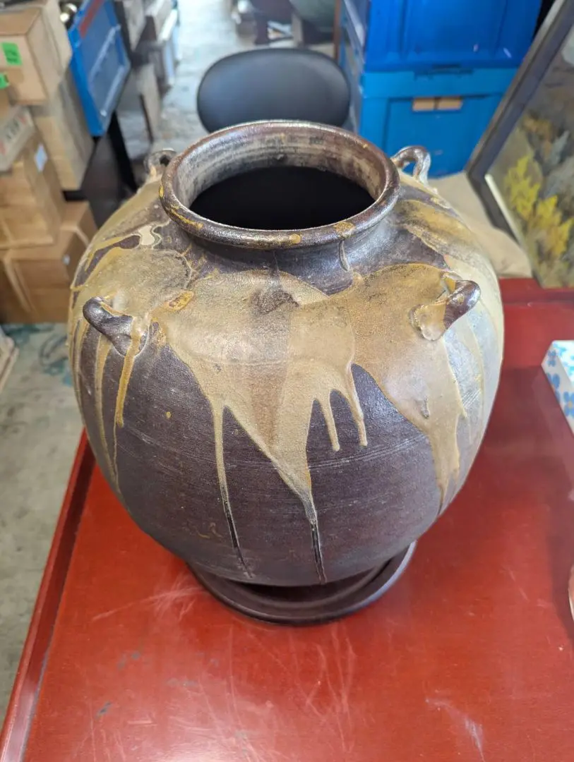 中国明朝青釉 四耳壺陶器 骨董品 時代物 高さ30cmx12cm整理品現状品のみ 中国明朝青釉 四耳壺陶器 骨董品 時代物 高さ30cmx12cm整理品