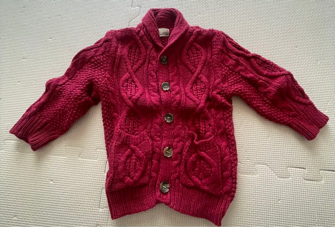 Thumbnail of petit main Cable Knit Cardigan, Size S, Red