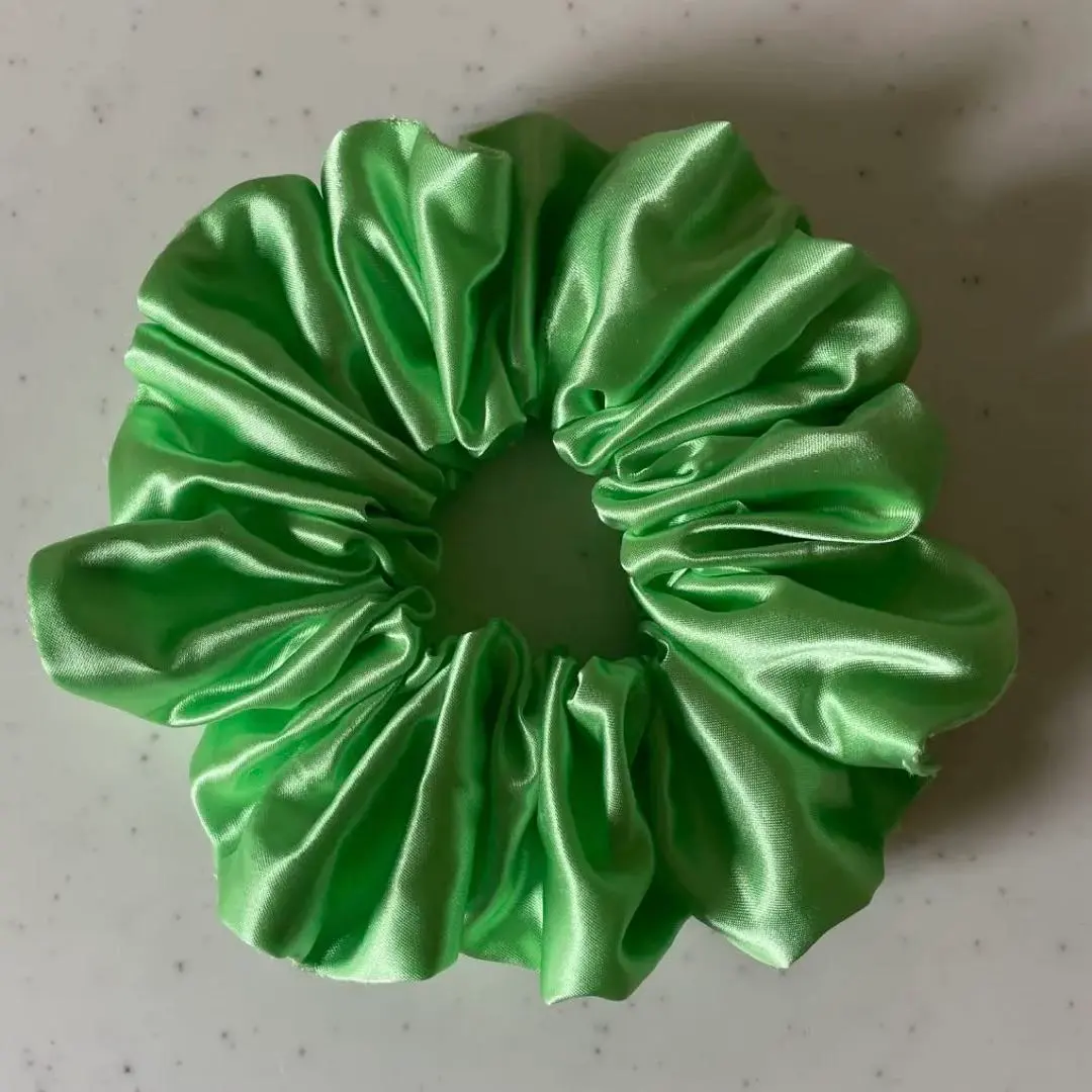 Thumbnail of ① Scrunchie, Big Scrunchie, Satin, Yellow Green, Neon, Fluorescent, Lime Green, y2k