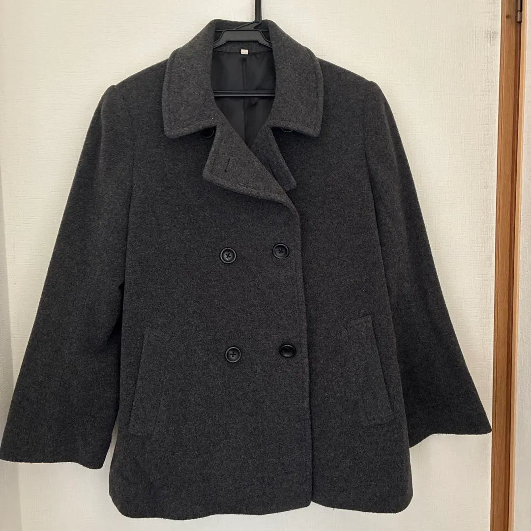 Thumbnail of Dark gray double-breasted pea coat, size M