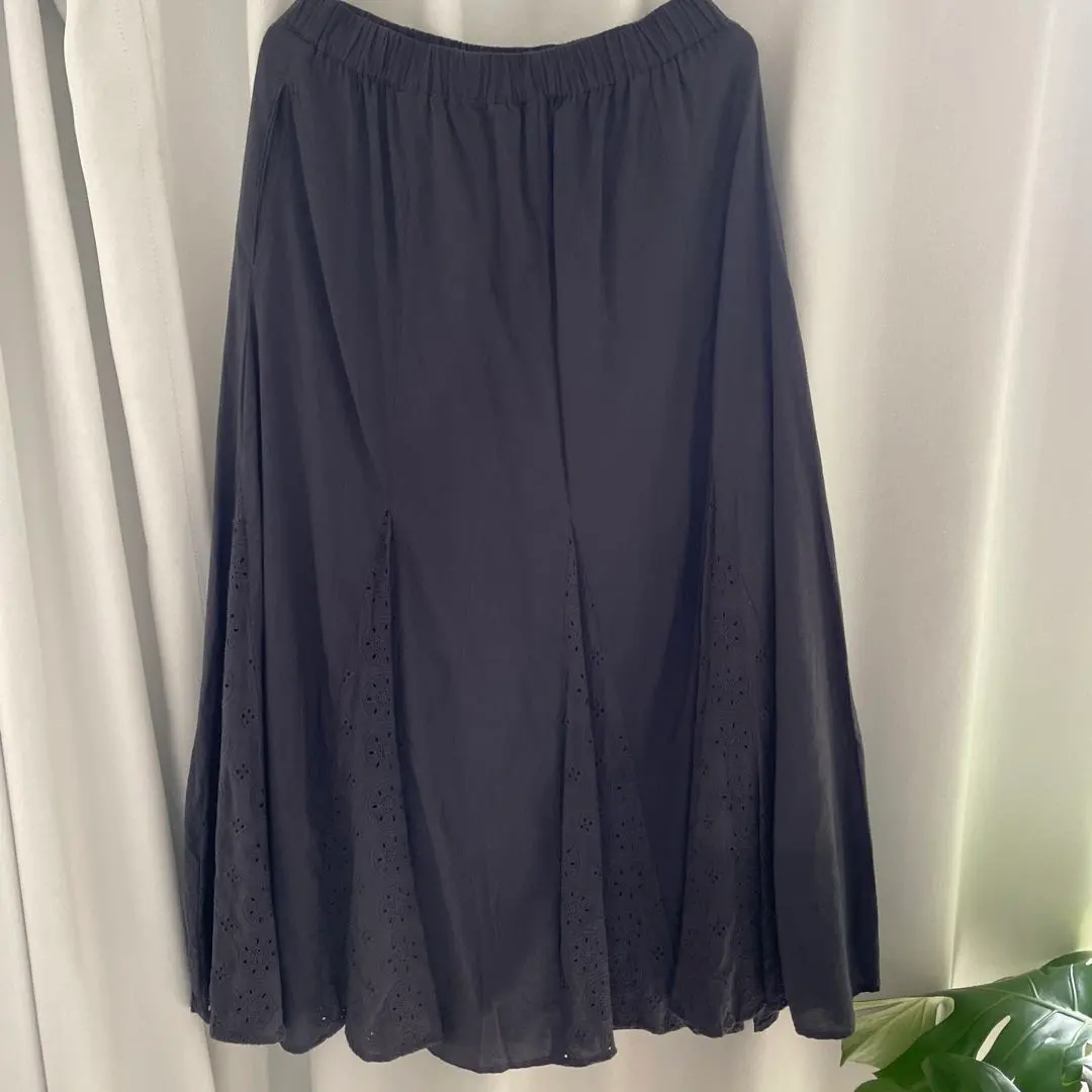 Thumbnail of Black embroidered flare skirt