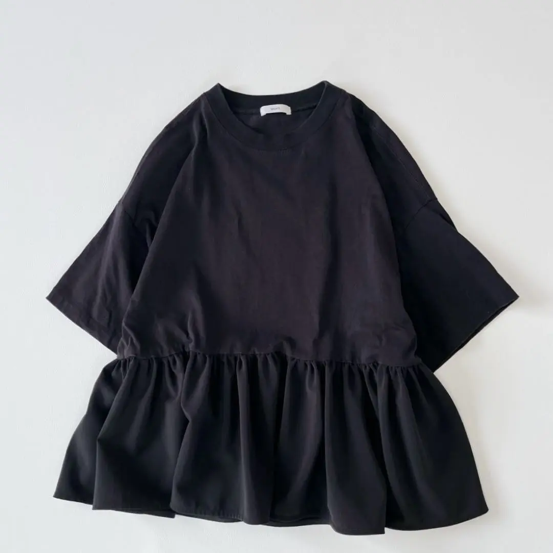 美品✨️近年 yori ヘムフリルワイドTee ギャザー 半袖 F 日本製 2025年最新】yori ヨリ ヘムフリルワイドteeの人気アイテム