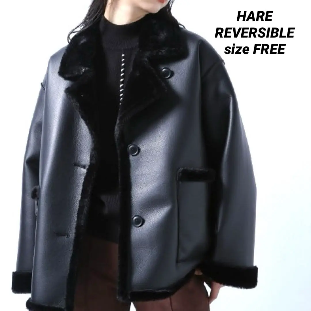 HARE ハレ リバーシブルレザーファー ブルゾン 値下げ❌ 2WAYエリフェイクファーブルゾン(HARE)（ブルゾン）｜HARE（ハレ