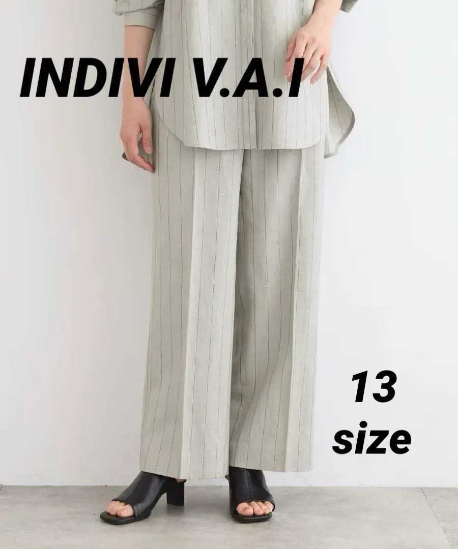 新品タグ　未使用　大きいサイズ19 インディヴィ　パンツ 新品】インディヴィ 接触冷感 ワイドパンツ ボトムス レディース