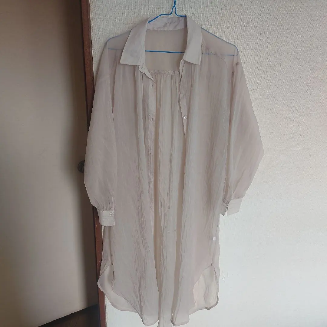 Thumbnail of Beige pink shirt dress, long sleeves