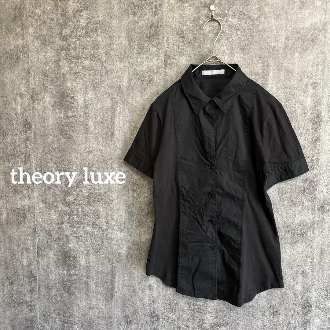 Theory☆セオリー☆22SS☆ブラウス☆ブラック☆黒☆半袖☆ theory luxe セオリーリュクス シルク 半袖ブラウス DELEENA 38