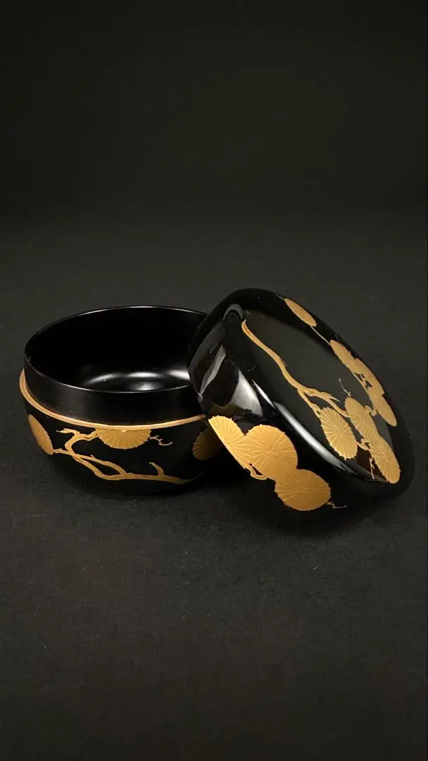 茶道具　山中塗　早見征一作　白漆　扇面流水蒔絵　平棗　共箱　V　6844 茶道具 山中塗 早見征一作 白漆 扇面流水蒔絵 平棗 共箱 V 6844