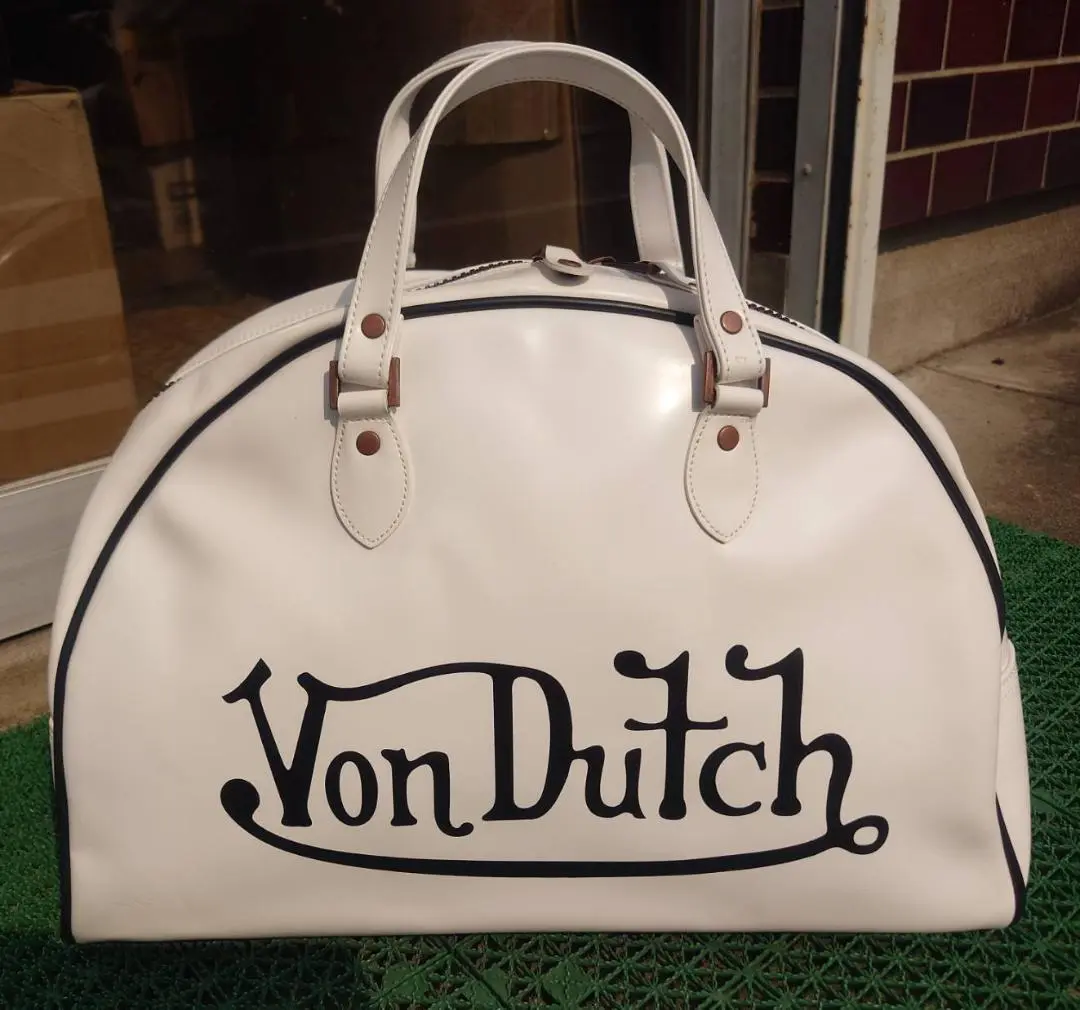美品 VonDutch ボンダッチ ボストンバッグ エナメル ネイビー