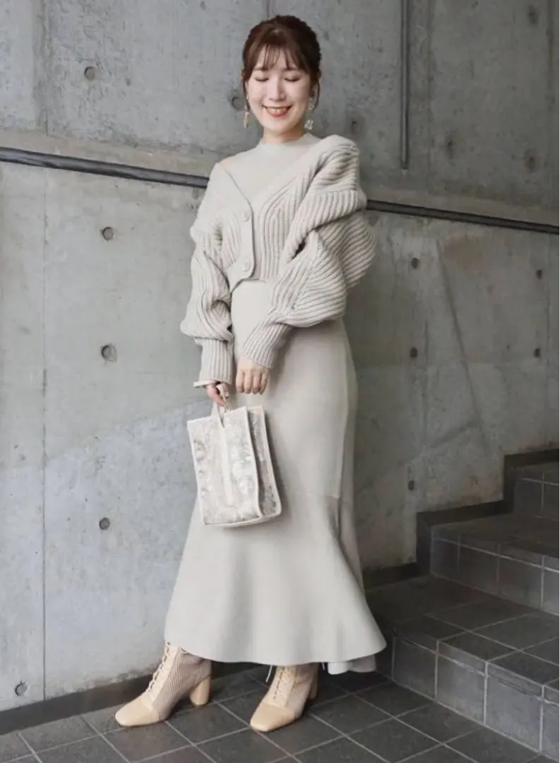 Thumbnail of MERCURYDUO 3-Way Back Detail Cardigan Set Knit Dress