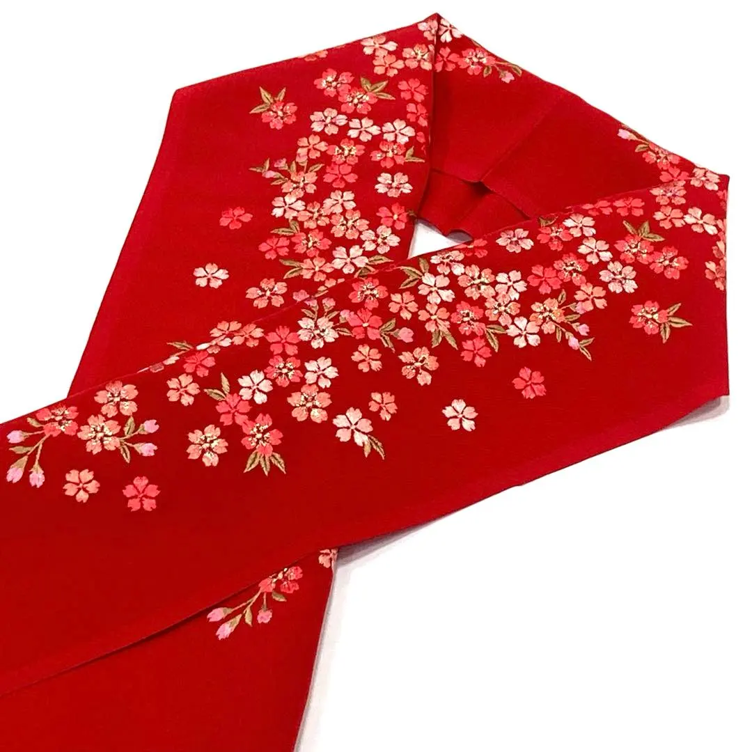 Thumbnail of ☆ Brand New ☆ Furisode, Coming-of-Age Ceremony, Wedding, Graduation Hakama - Red Sakura Pattern Embroidered Han-eri (Collar) - Hankin (Collar) 56