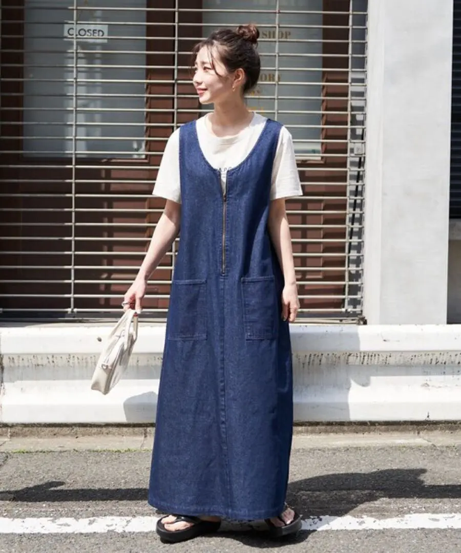 Thumbnail of Denim Jumper Skirt with Zipper Freaks Store Skirt Denim