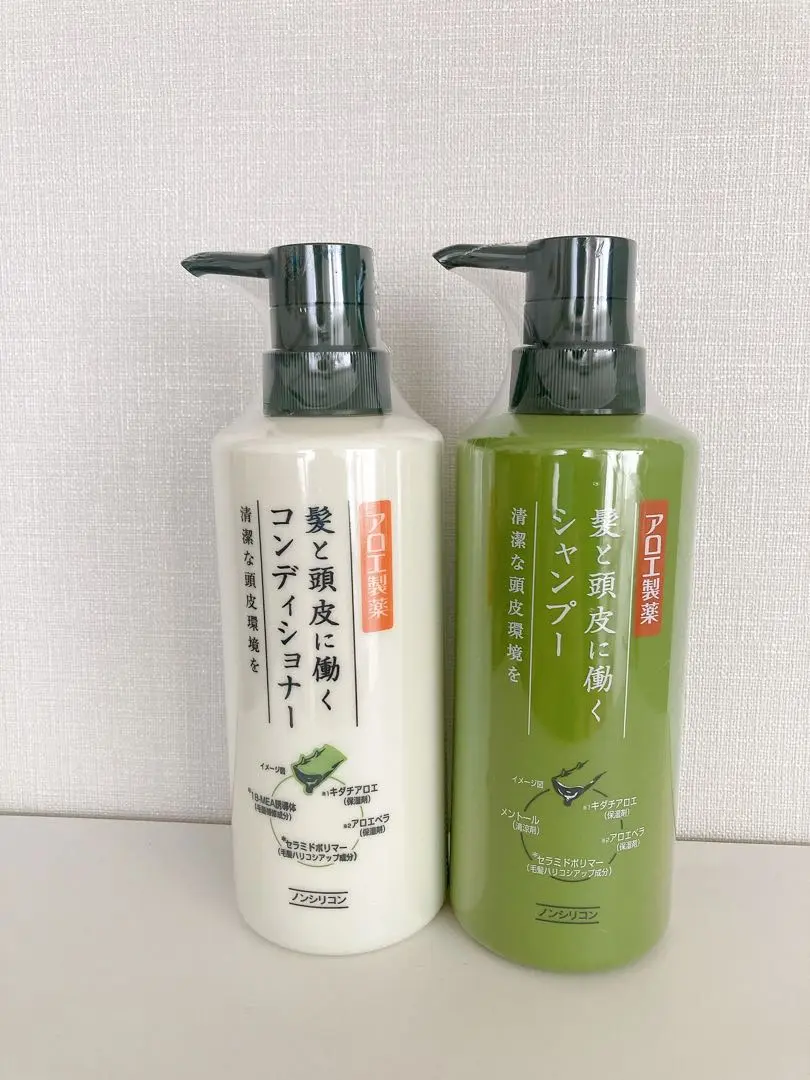 アロエ製薬　髪と頭皮に働くシャンプー　コンディショナー　375ml×2セット 小林製薬 アロエ製薬 髪と頭皮に働く シャンプー