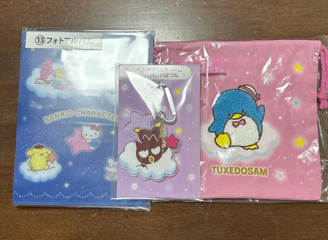 Thumbnail of Sanrio Lottery Photo Album Acrylic Charm Badtz-Maru Drawstring Pouch Tuxedo Sam
