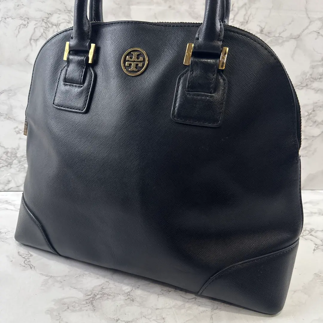 Thumbnail of TORY BURCH Genuine Leather Half Moon Handbag - Black