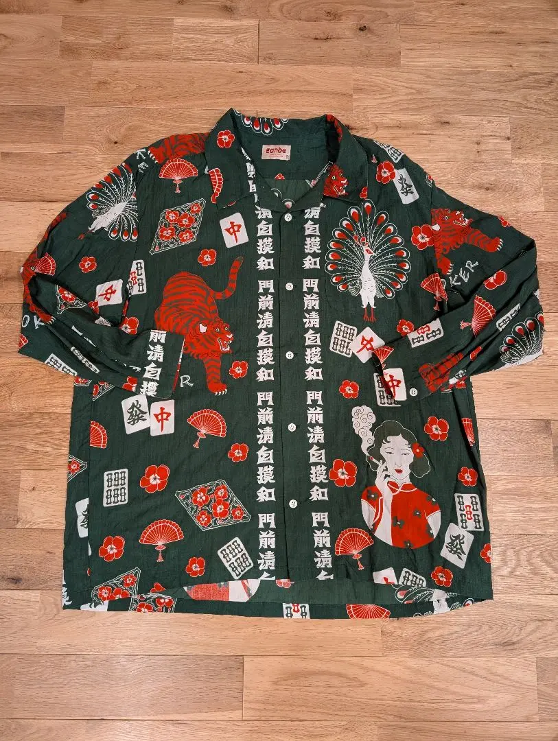 Eanbe 麻雀　アロハ 麻雀 L/S SHIRT / GREEN – Eanbe
