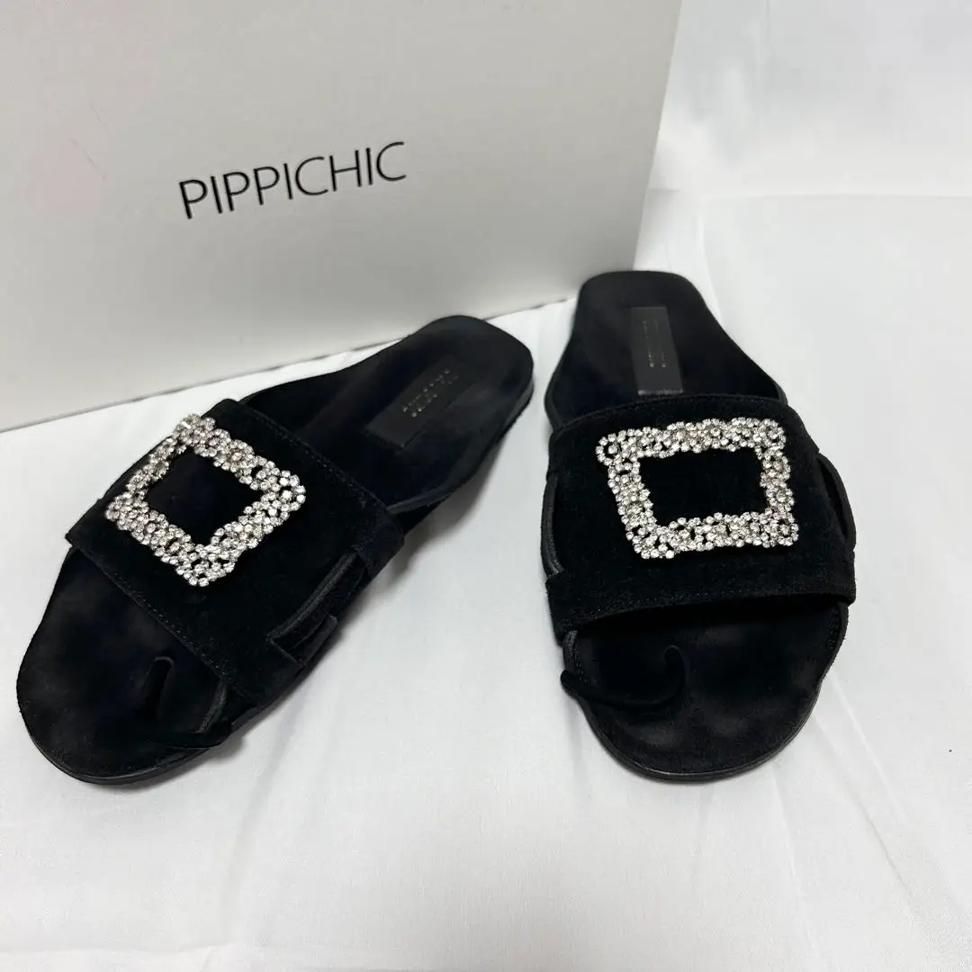 未使用品✨ピッピシック　レザーフラットパンプス　パール　黒　36.5 楽天市場】ピッピシック pippichic 中古の通販