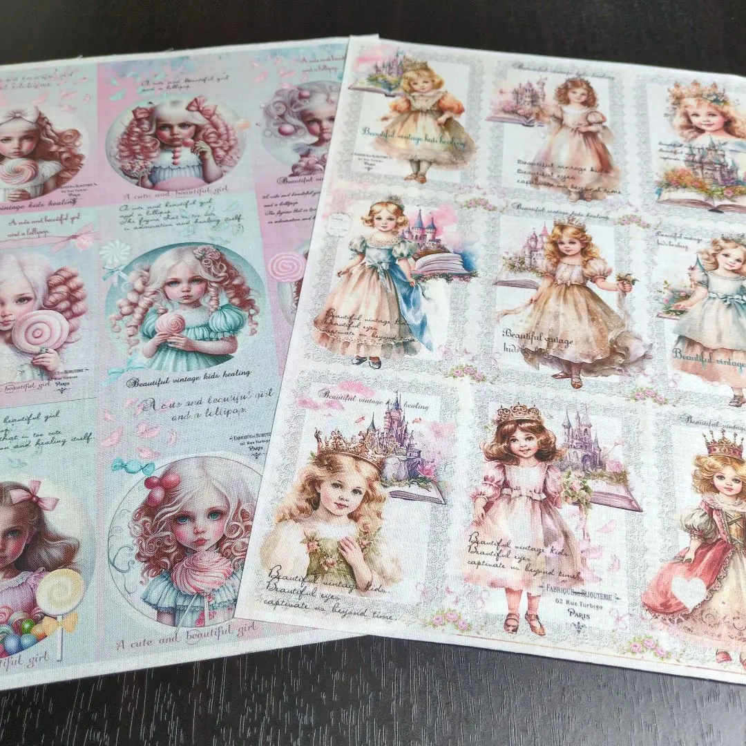 Thumbnail of Clearance sale: Two pieces of fabric with a lovely girl panel design (9 panels).