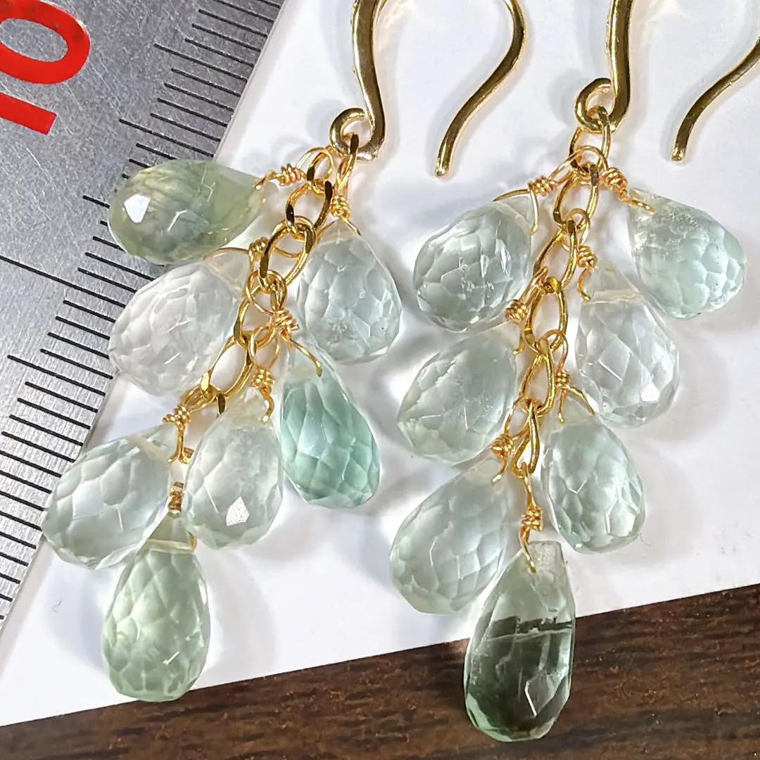 Thumbnail of 14KGF* Sparkling ✨ Beautiful Fluorite Luxurious Earrings h111