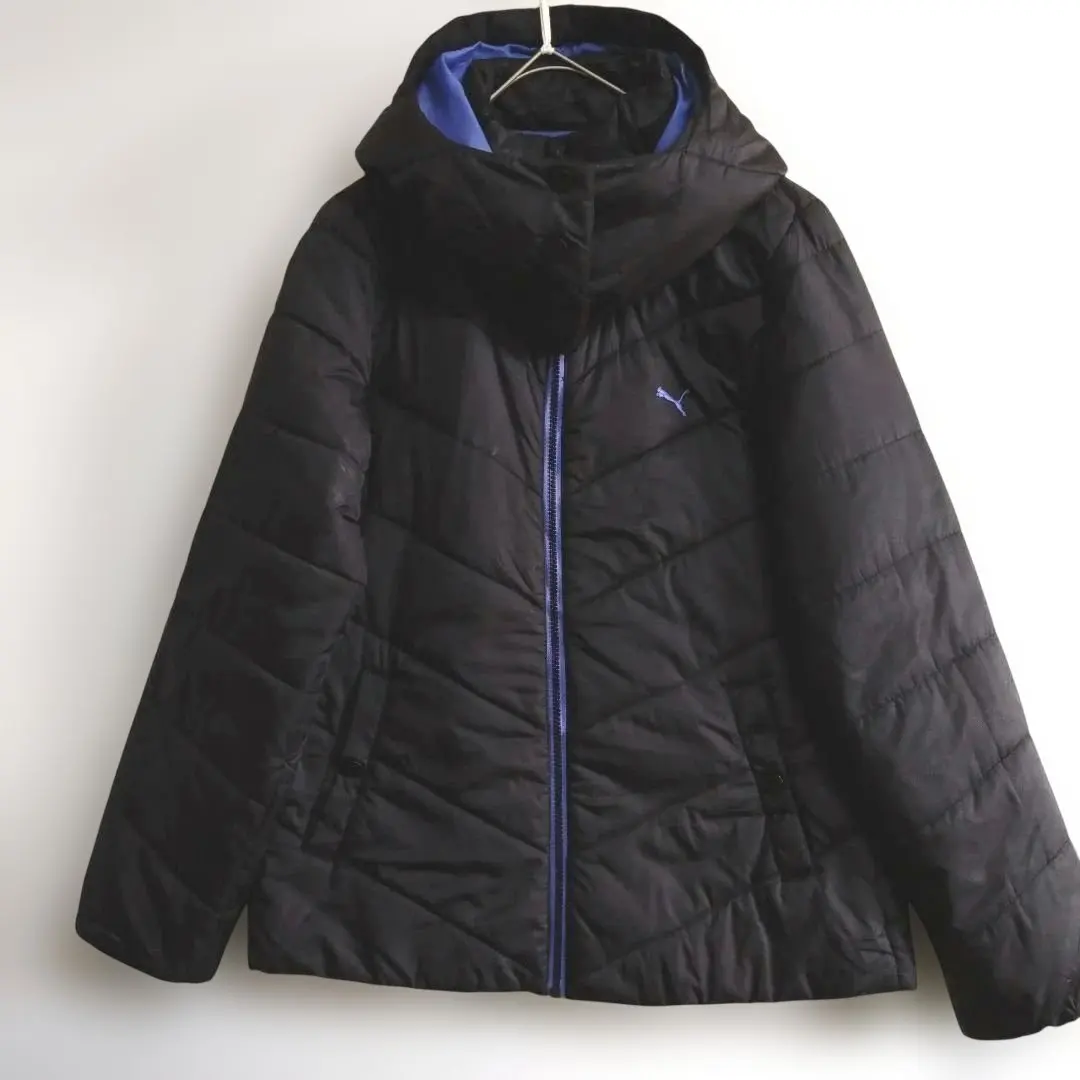 A342 PUMA 中棉尼龍外套 M 黑色 藍色 蓬鬆 美國古著 的縮圖