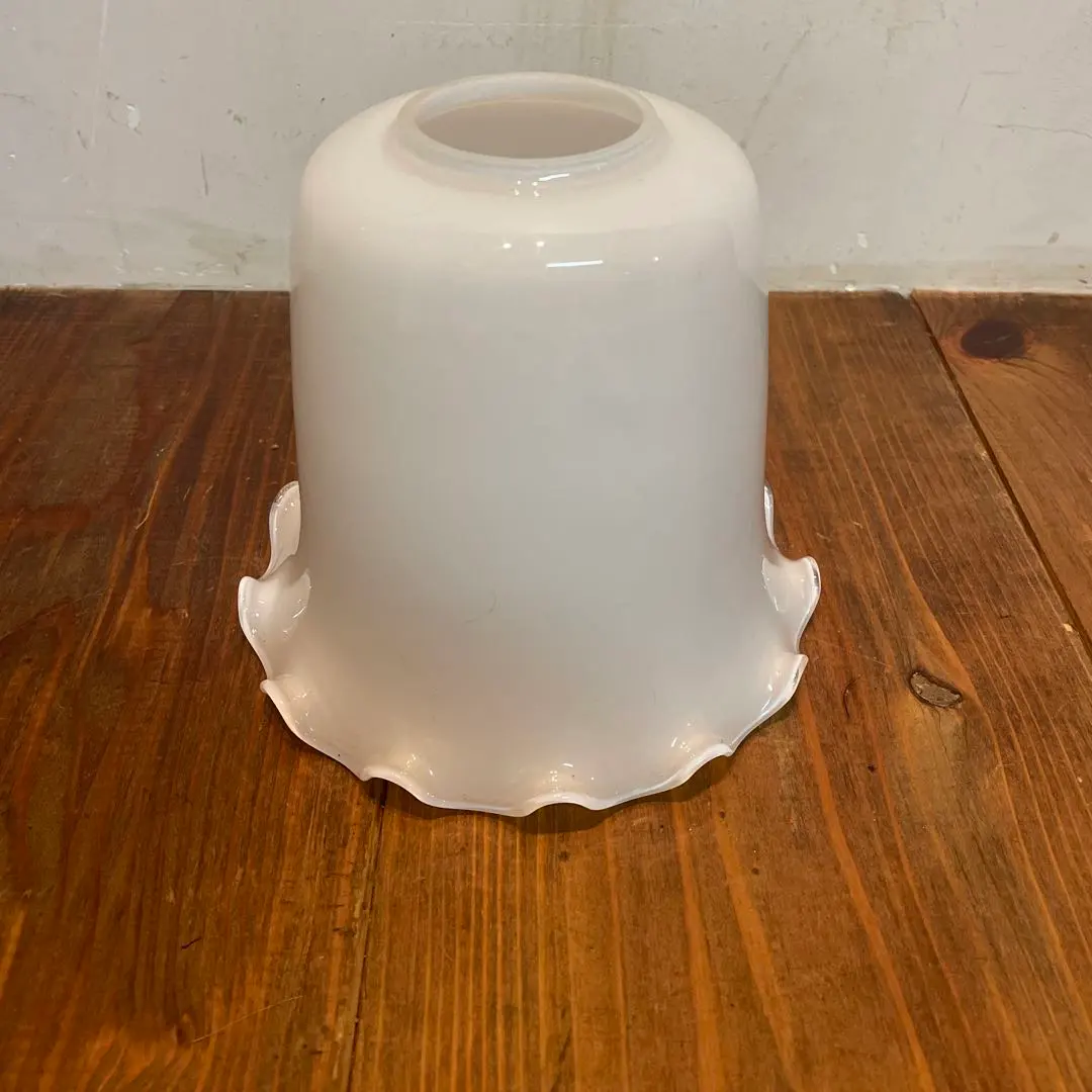 Thumbnail of Excellent condition vintage glass, milky white, retro light cover, frill