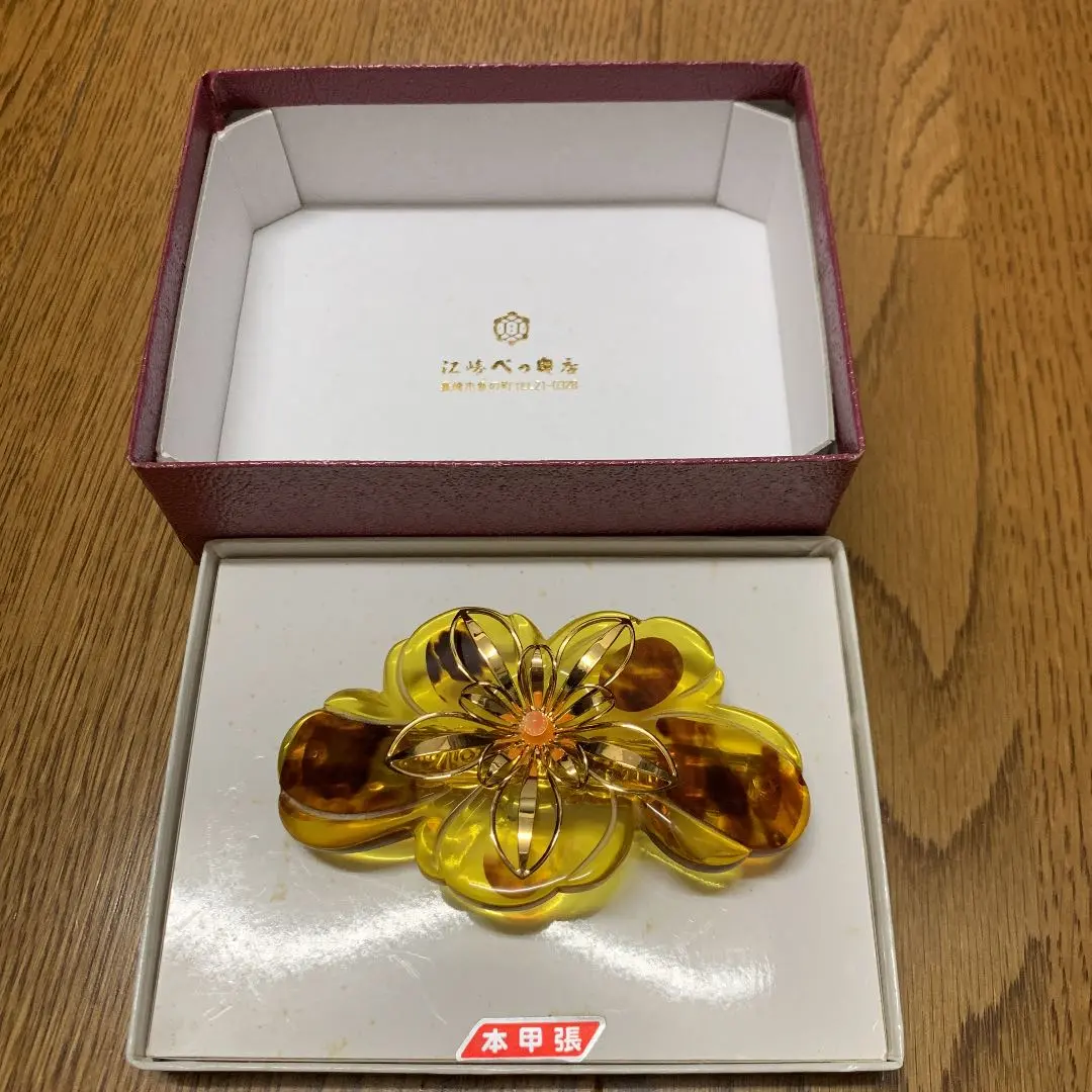 江崎べっ甲の鼈甲バレッタ 新品未使用 江崎べっ甲店 本べっ甲 バレッタ 髪止め