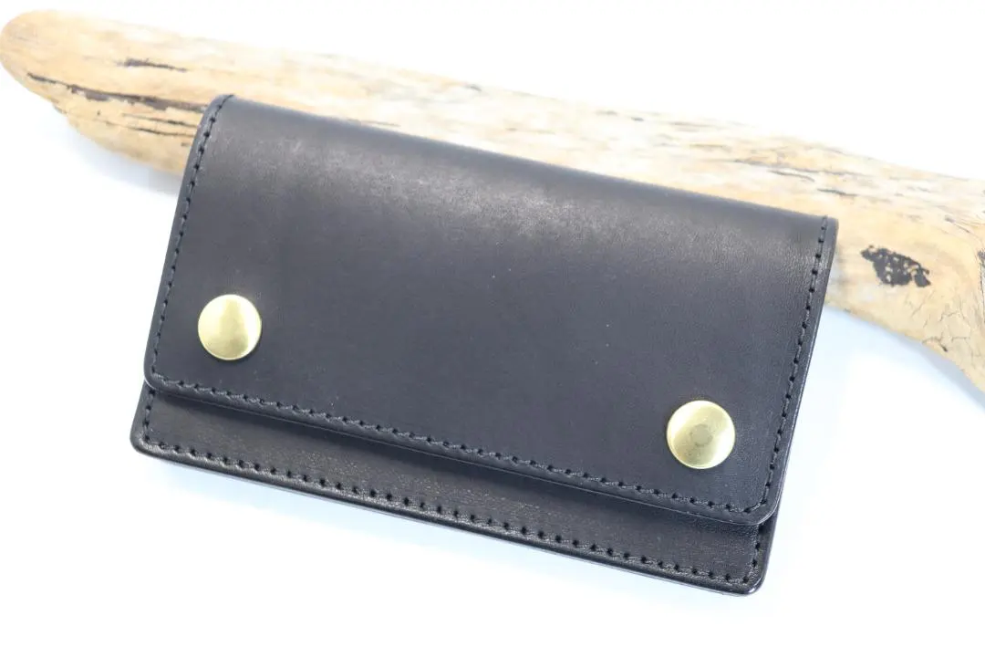 Thumbnail of ☆ Tracker Wallet - Black Leather, Black Thread, Uses Tochigi Leather ☆ Thread color and hardware color can be changed