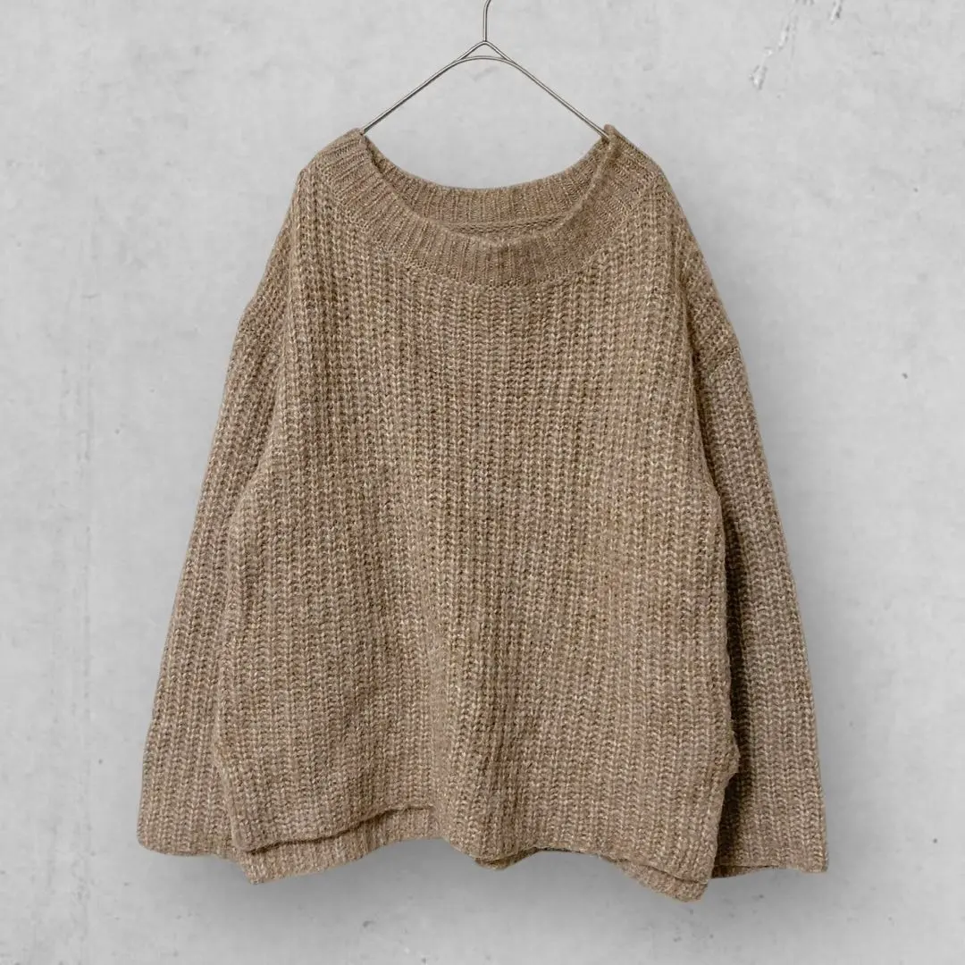 Thumbnail of z959 Le.coeur blanc Long Sleeve Knit Simple Solid Beige Women's