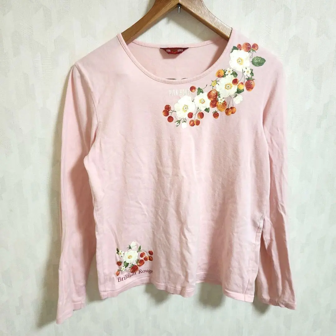 粉紅小屋 花卉圖案 草莓 櫻桃 印花 長袖T恤 長T 的縮圖