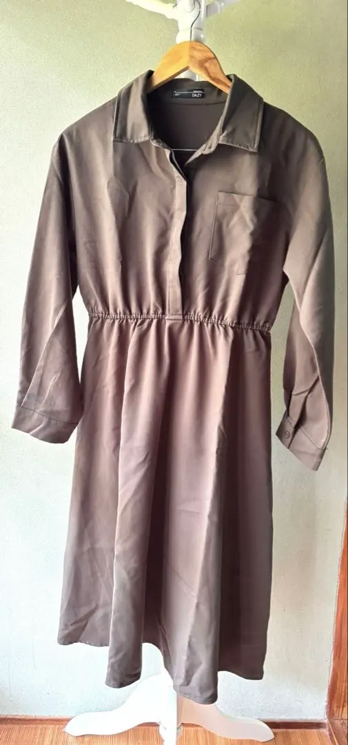 Thumbnail of DAZY Brown Long Sleeve Shirt Dress, Size S