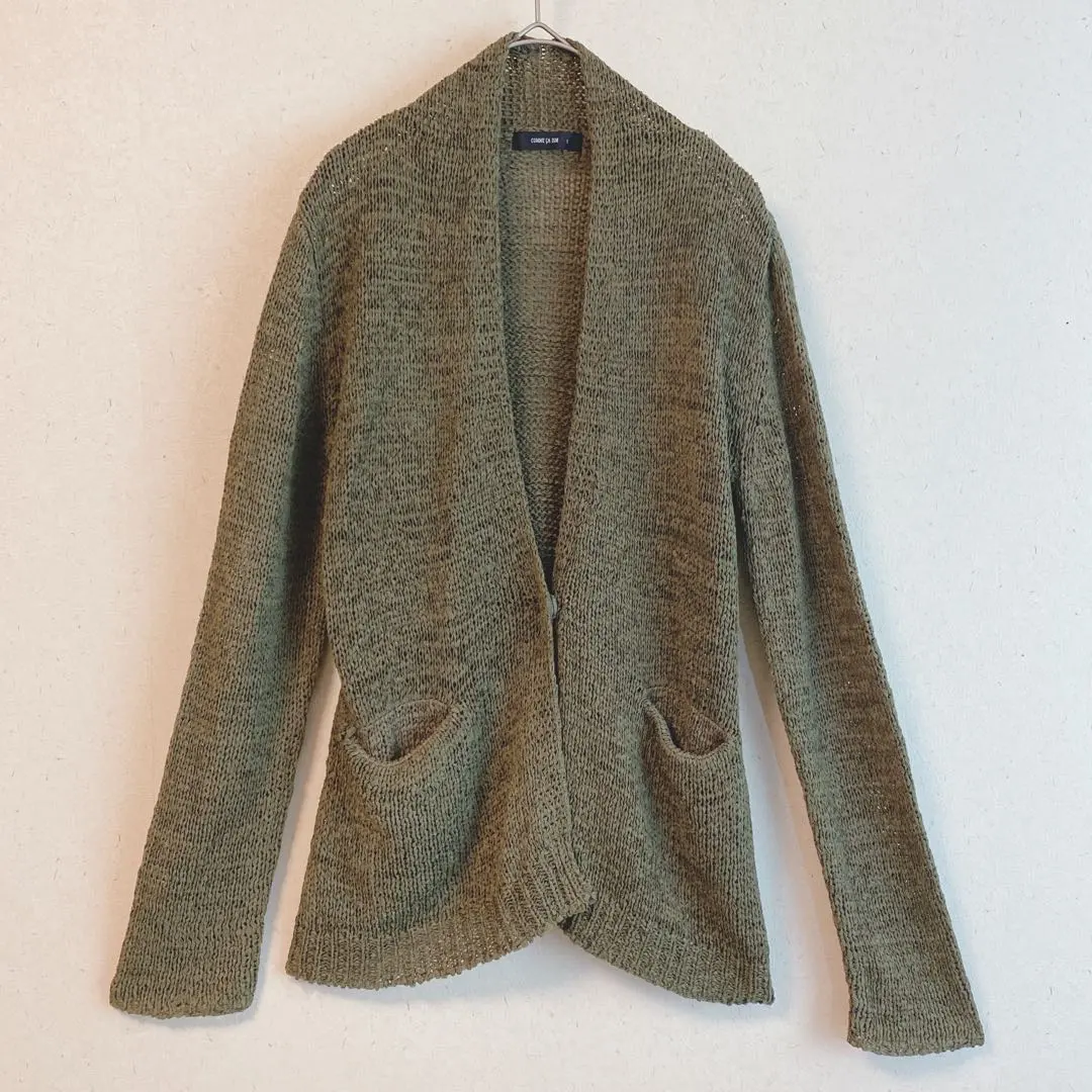 Thumbnail of COMME CA ISM (L) Openwork Knit Cardigan Long Sleeve Khaki Olive