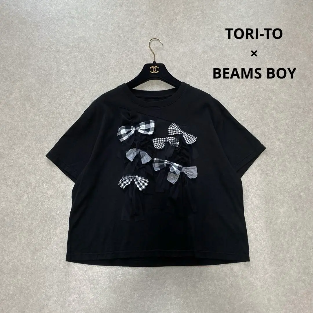 2025年最新】tori-to × beams boy / リボン アップリケ tシャツ