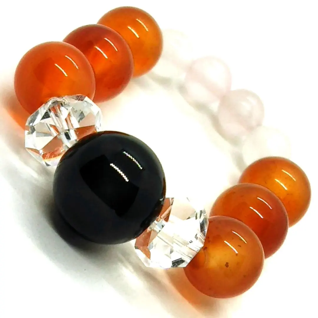 Thumbnail of Natural stone ring ☆ Black Onyx, Carnelian, Rose Quartz, Crystal