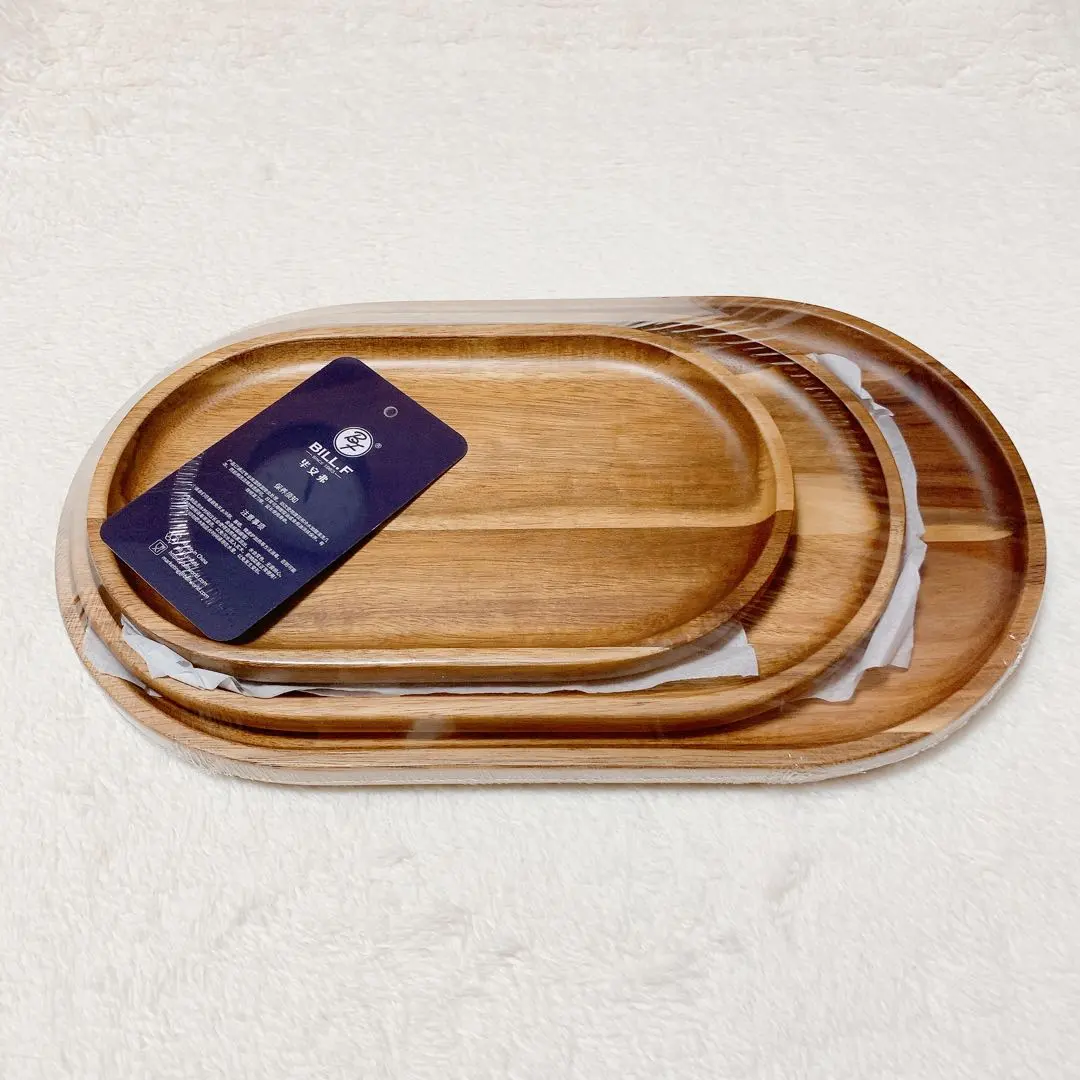 Thumbnail of ⭐️Free Shipping⭐️ Set of 3 BILILF Wooden Dinner Plates Serving Trays