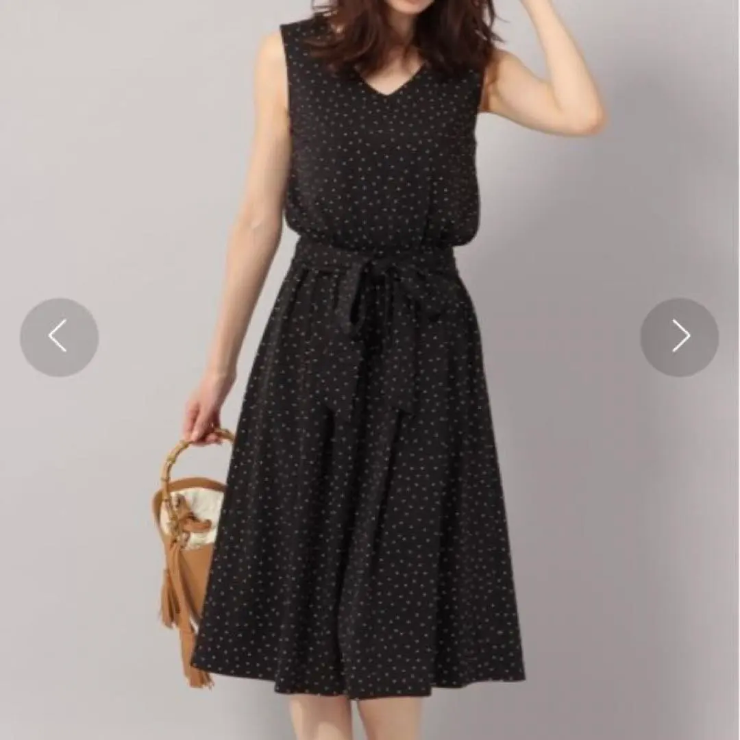 Thumbnail of New Andemiu DOT Print Cut One-Piece Dress (Black)