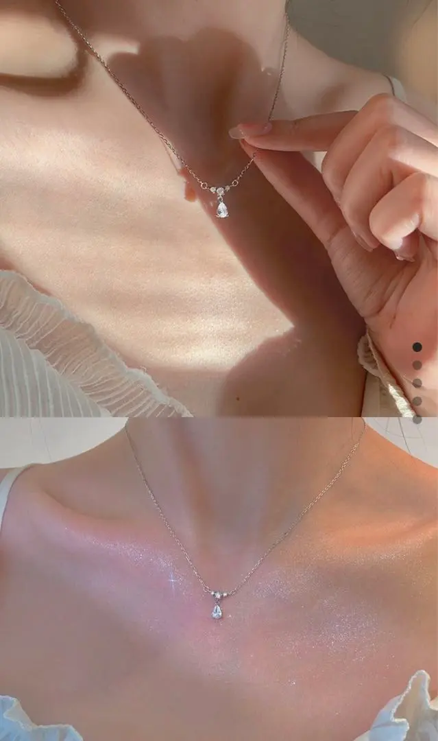 Thumbnail of New, Unused Necklace Silver Teardrop Korean