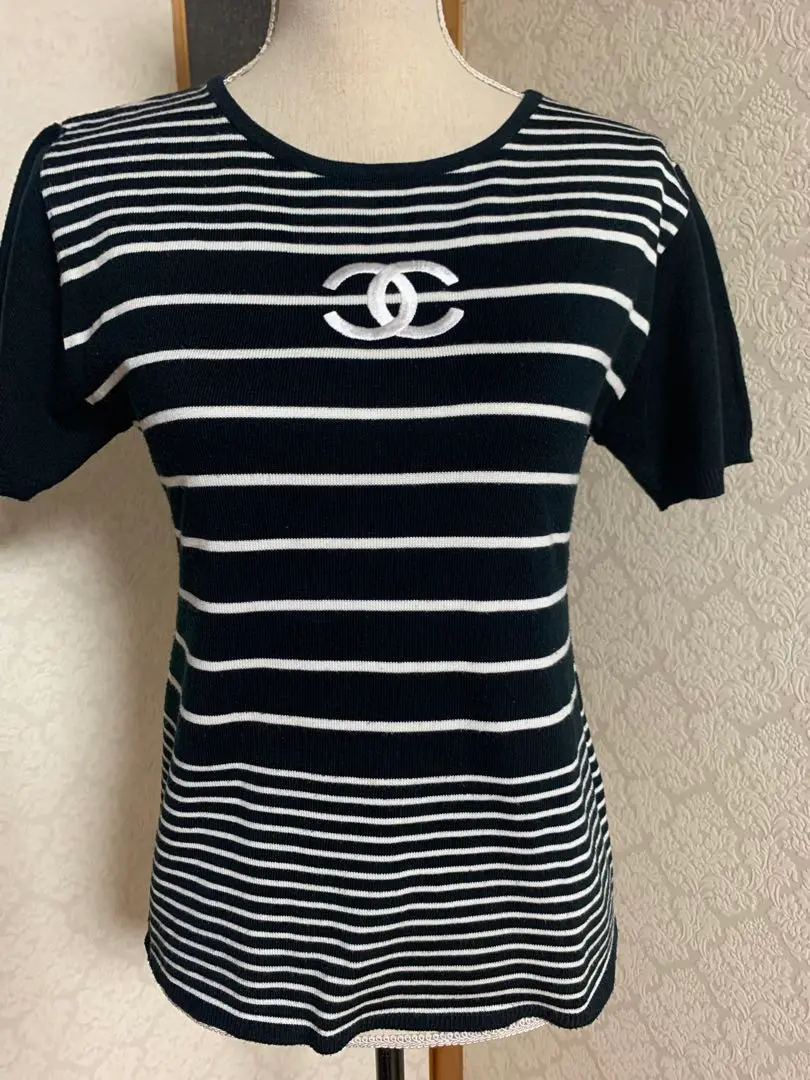 CHANEL ヴィンテージ ボーダー トップス ストライプ 半袖　カットソー 2025年最新】CHANEL 柄・デザイン：ボーダー レディース 半袖(T