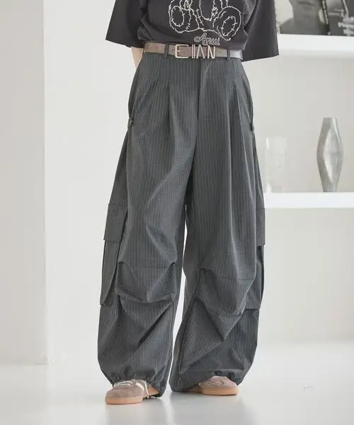 Anui / TRタックパラシュートパンツ / ブラック Anui/3サイズ展開】TRタックパラシュートパンツ【再入荷