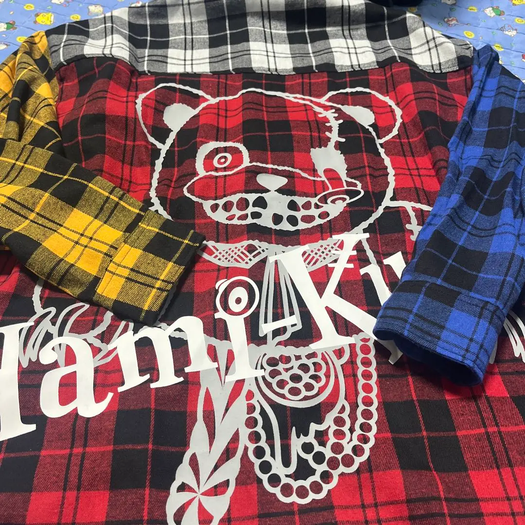 ユニバ　USJ ハロウィン　ハミクマ　シャツ　チェックシャツ　新品未使用未開封 新品未開封】ユニバ USJ ハロウィン ハミクマ チェックシャツ