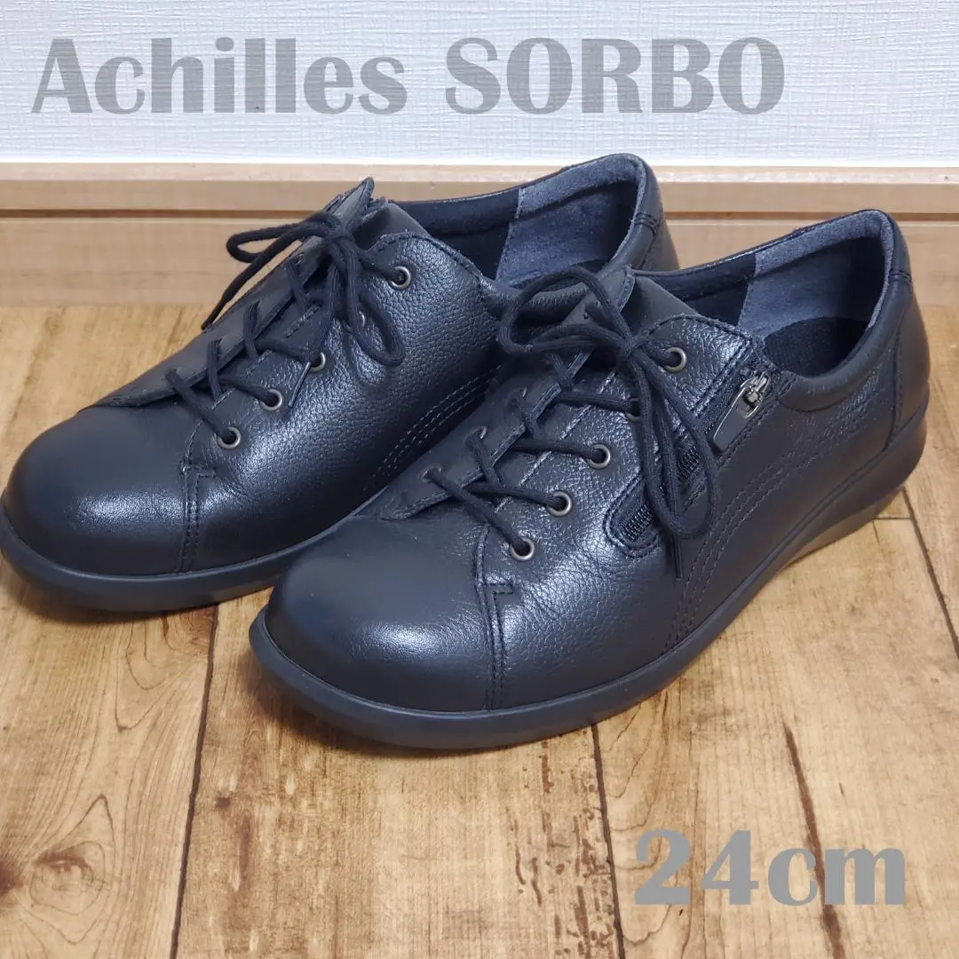 【未使用級】ACHILLES SORBO レザーシューズ　ブルー　23.5 アキレス・ソルボ ACHILLES SORBO レザーサンダル （ブラック