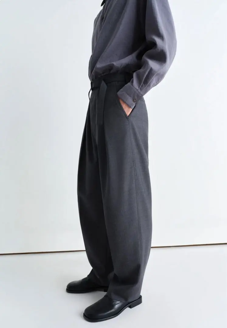 国内発送【LEMAIRE】プリーツ◇ウールツイル◇ストレートパンツ プリーツ ウールツイル ストレートパンツ (LEMAIRE/パンツ