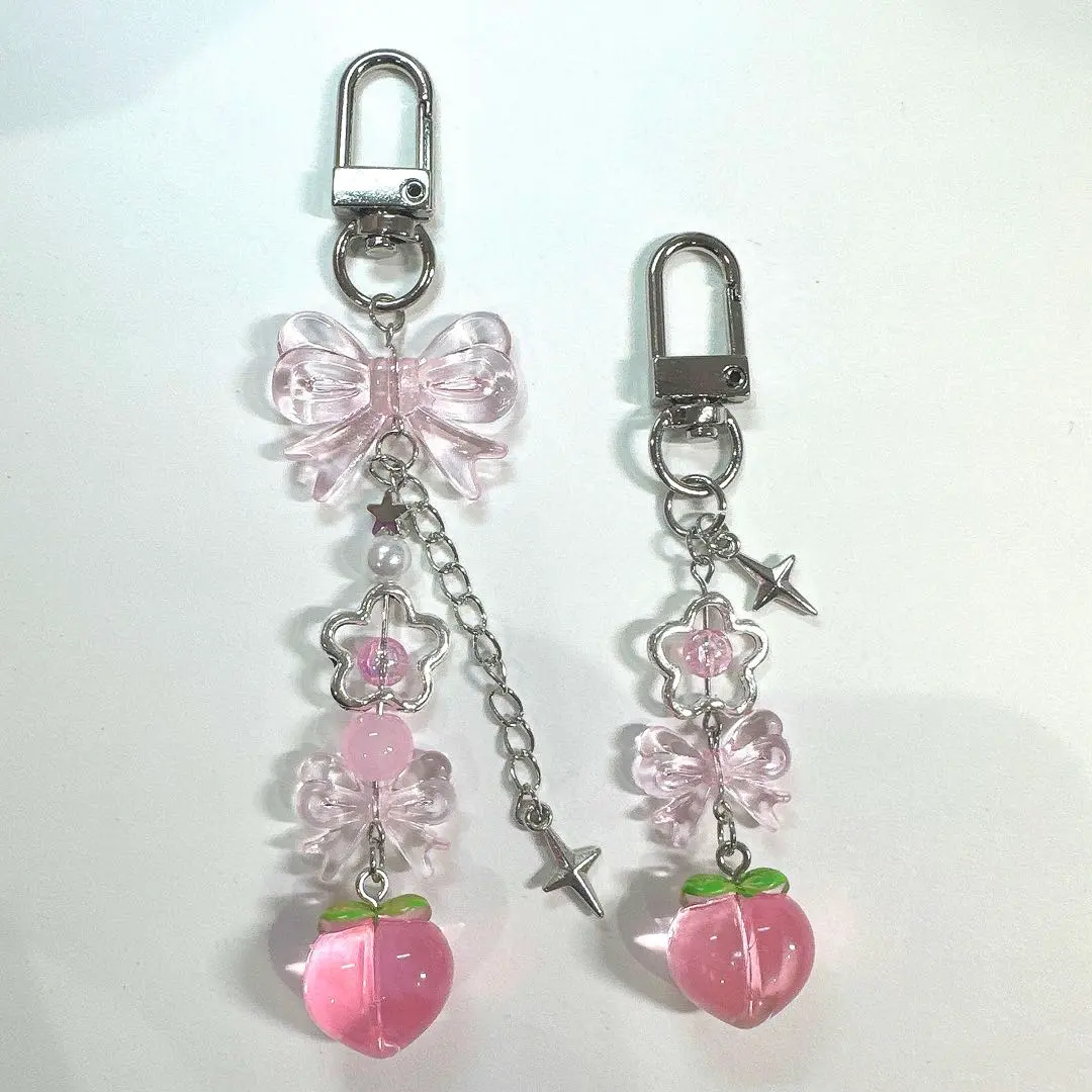 Thumbnail of Beaded Keyring Korean y2k Peach Star