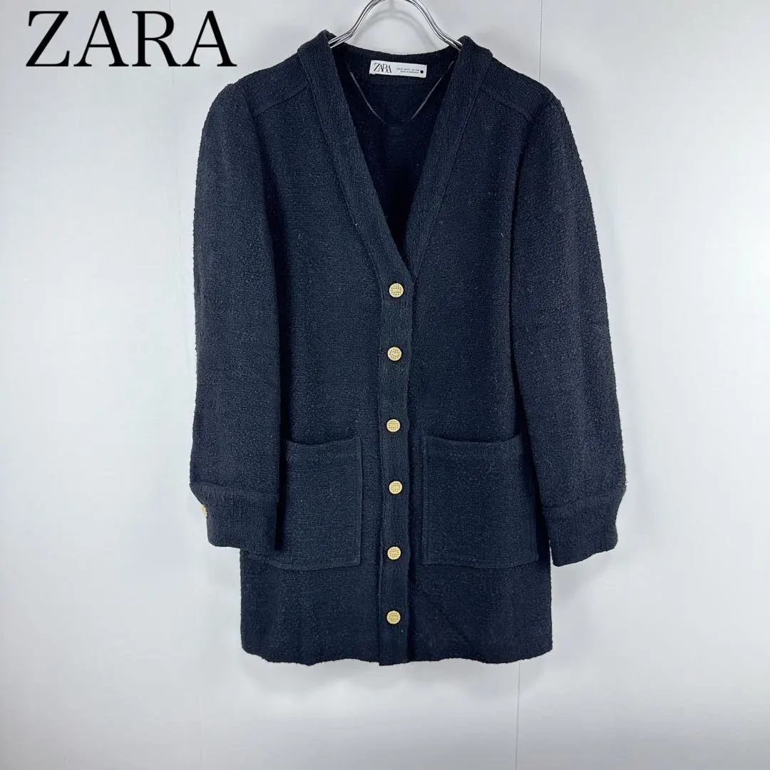 Thumbnail of ZARA Zara S size Tweed Dress Cardigan Jacket Black