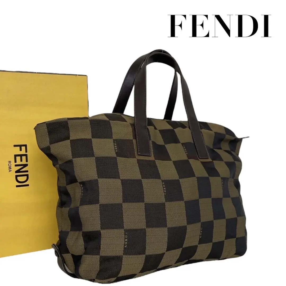 t*c様 FENDI フェンディ　ペカン柄ブロックチェック　PVC×レザー　ポー t*c様 FENDI フェンディ ペカン柄ブロックチェック PVC×レザー