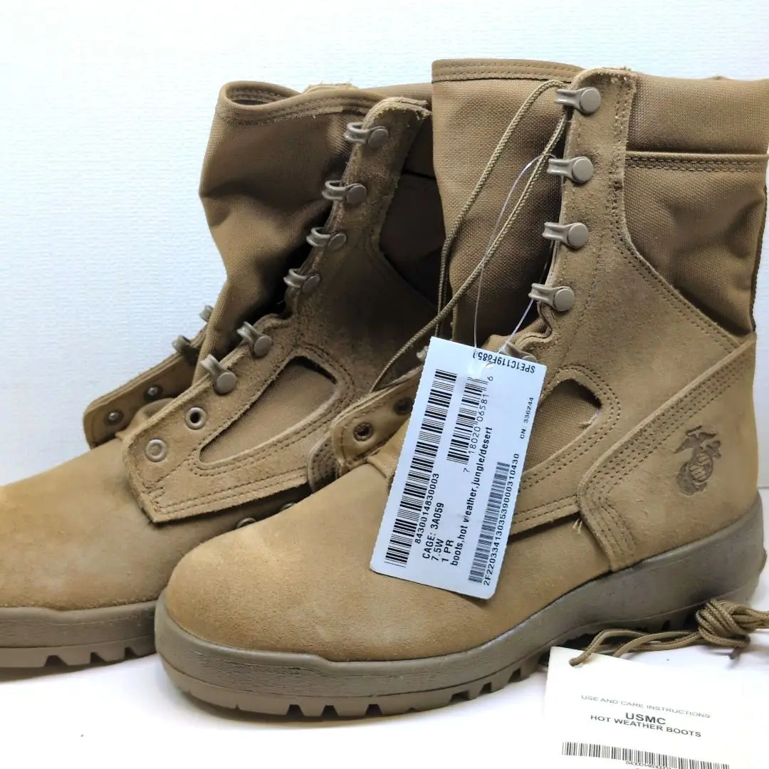 未使用品　米軍実物　BELLEVILLE ミリタリーブーツ　US 7W 25cm 米軍実物 官給品 BELLEVILLE ICWR コンバット ブーツ タン GORE